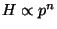 $H \propto p^{n}$