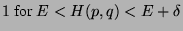 $\displaystyle 1  \mbox{for } E < H (p,q) < E+ \delta$
