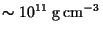 $\sim 10^{11}&nbsp;{\rm g}   {\rm cm}^{-3}$
