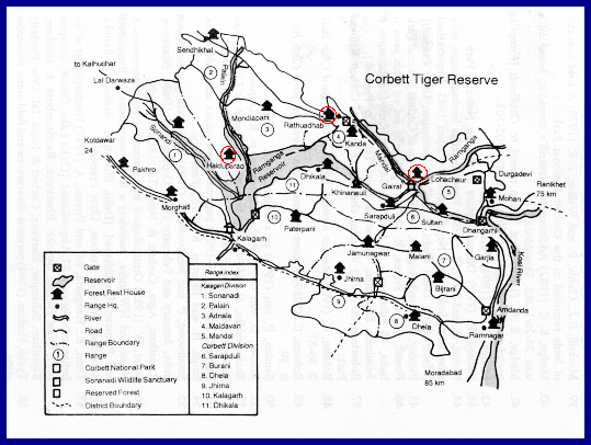 Map of Corbett Tiger Reserve