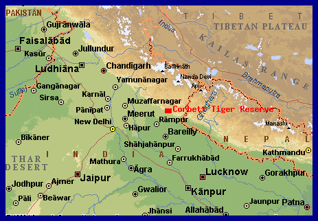 Map of Corbett Tiger Reserve